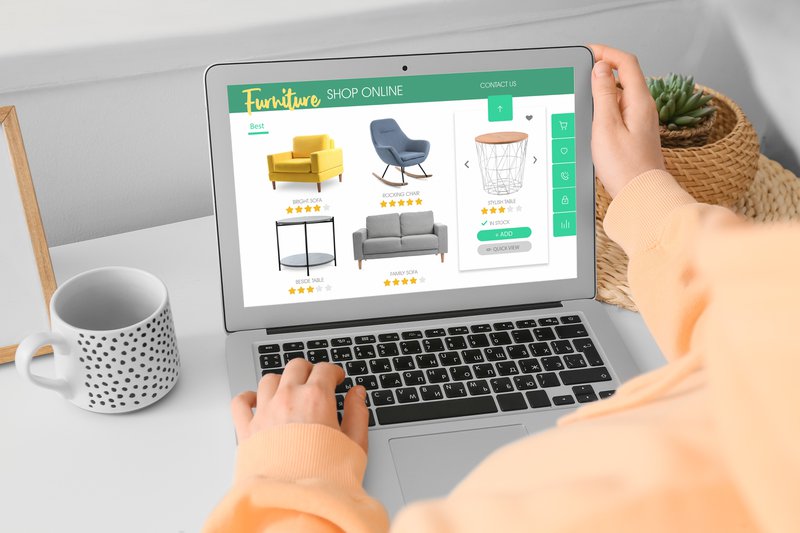online furniture store shown on laptop